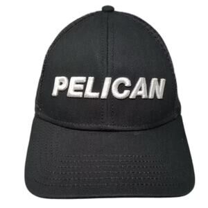 Pelican Trucker Hat Black White One Size Snapback Mesh Back Embroidered Logo